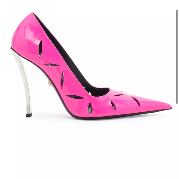 VERSACE Slash Pinpoint Patent Leather Pumps - Picture 3 of 13